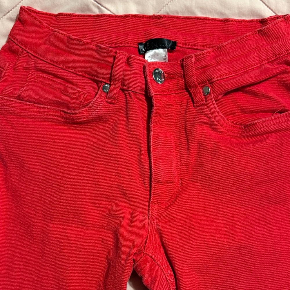 Venus Sz 4 Red Denim Jeans High Waist Boot Cut Jeans